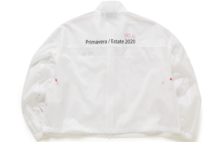 Fila FUSION Athleisure Casual Sports Printing Alphabet Stand Collar Woven Jacket White T11W025701F-WT