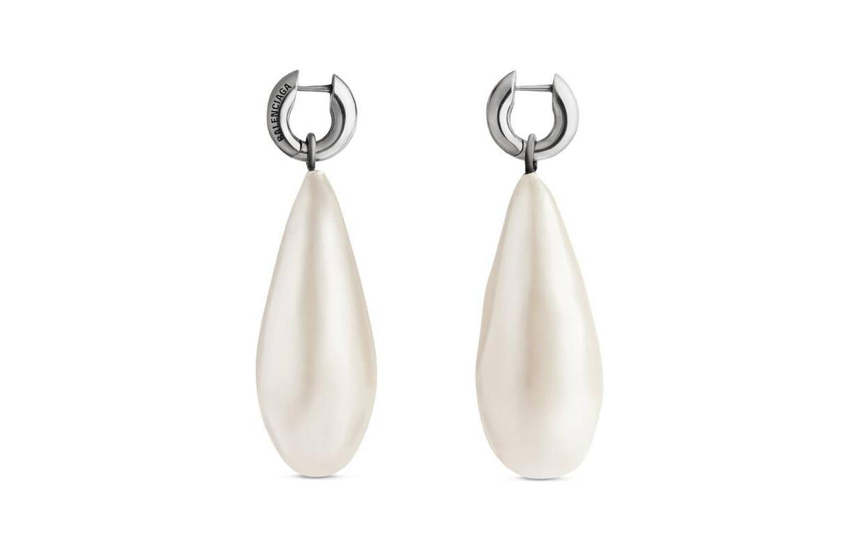 (WMNS) Balenciaga Palazzo Pearl Earrings 'Antique Silver' 786840TP01Z1290