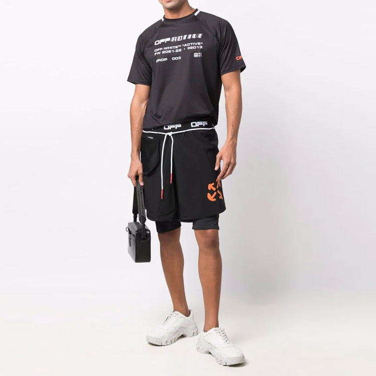 Off-White Active Arrow Pattern Sports Shorts Version Black OMVH012I21FAB0011020