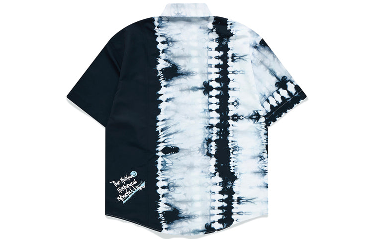 Men's FILA FUSION Alphabet Printing Contrasting Colors Tie Dye Casual Short Sleeve Shirt Black T11M131402F-BK