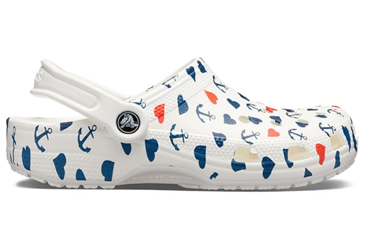 Crocs Classic Clog Printing Sandals White Blue 206053-94S