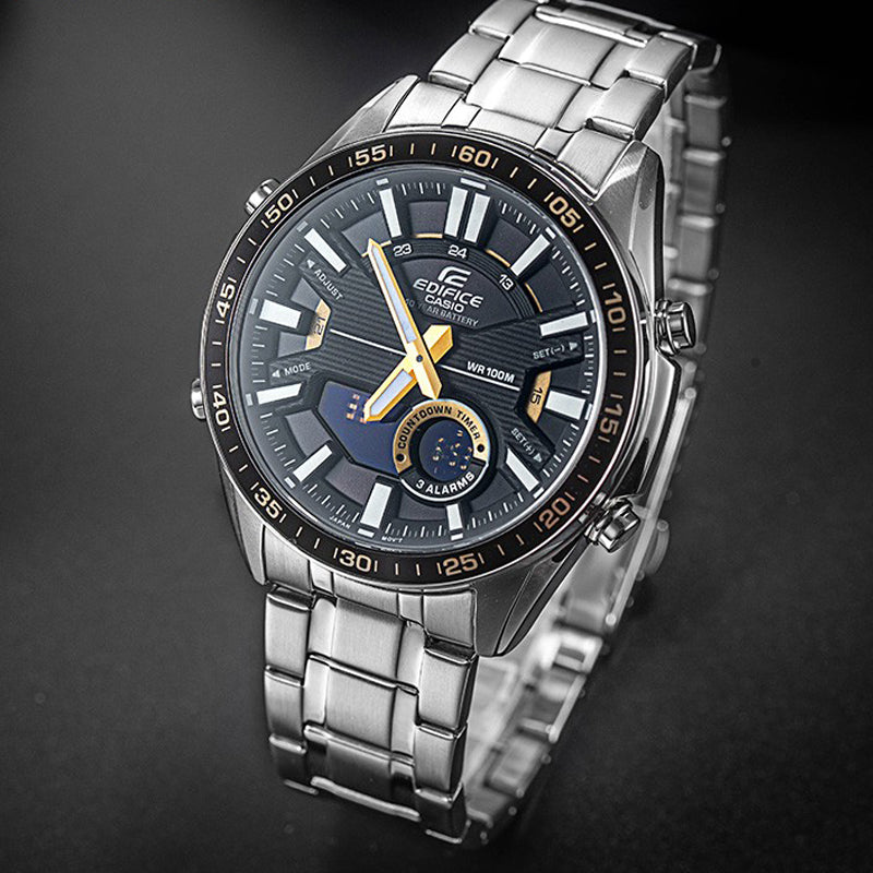 CASIO Analog EDIFICE Mens SilverBlack Analog/Digital Combo EFV-C100D-1B