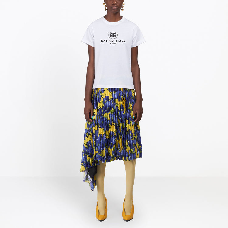 Balenciaga Mode Logo Printing Slim Fit Short Sleeve White 504156TYK231000
