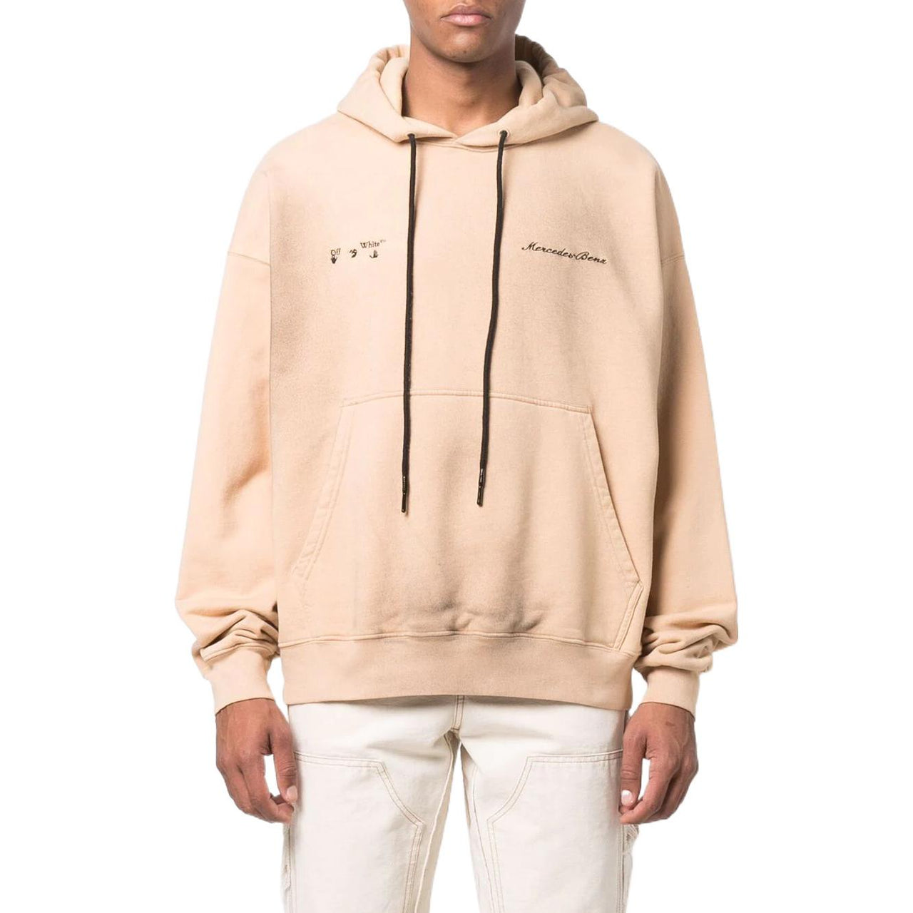 Men's Off-White x Mercedes-Benz Mercedes Benz Crossover SS22 Solid Color Hooded Pullover Long Sleeves Beige OMBB085G21FLE0046010