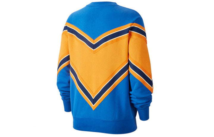 (WMNS) Nike Splicing Fleece Lined Knit Round Neck Pullover 'Blue Orange' BV2921-480