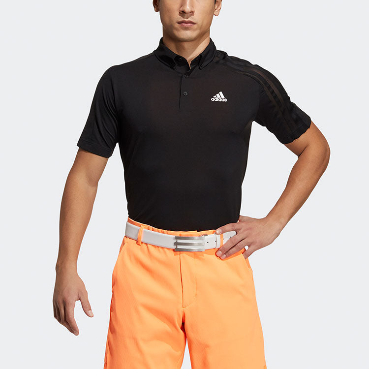 adidas Golf Sports Solid Color Short Sleeve Polo Shirt Black GM3617