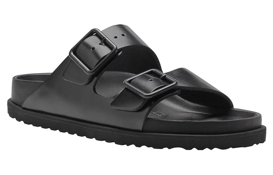 Birkenstock Arizona Double-Buckle Slip-On Leather Sandals 'Black' 1025918