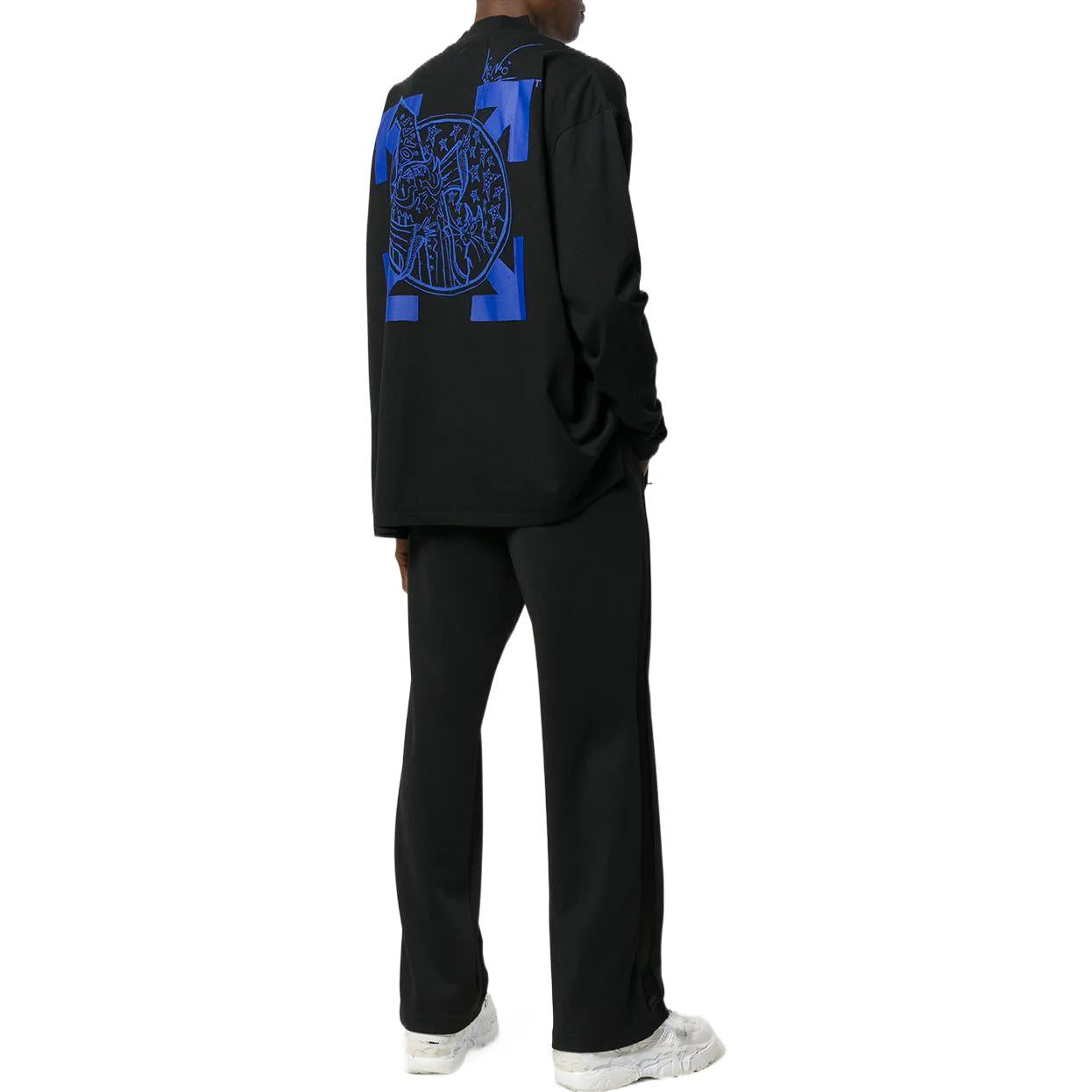 Men's Off-White SS22 Logo Arrow Printing Half Turtleneck Long Sleeves Black T-Shirt OMAB032F191850171030