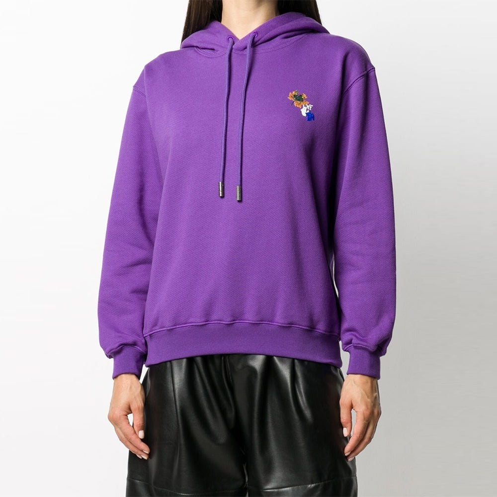 (WMNS) Off-White Leaves Arrow Drawstring Hood Purple Hoodie OWBB032E20JER0033501