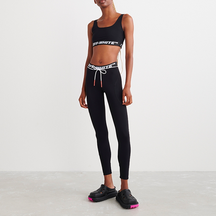 (WMNS) Off-White Logo Band Sports Bra Top 'Black' OWVO047C99JER0011000