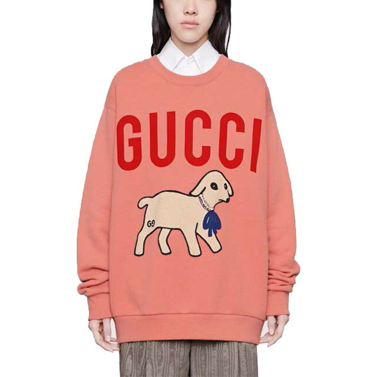 (WMNS) Gucci Oversize Sweatshirt With Lamb Patch 'Pink' 469250-XJBUE-5774