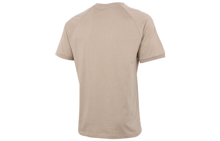 adidas originals Logo Embroidered Stripe Sports Round Neck Short Sleeve Khaki GP7362