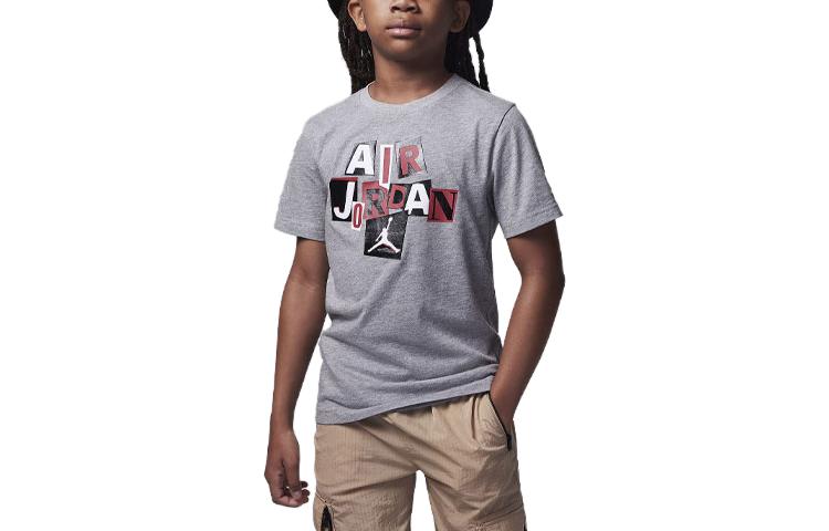 (GS) Air Jordan 23 Striped Jersey T-Shirt 'Grey' 95C840-GEH