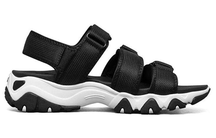 (WMNS) Skechers D lites 2.0 3 Straps Sandals 'Black White' 66666284-BLK