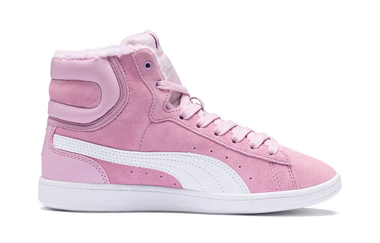 (PS) PUMA Vikky Mid Fur Fleeced Casual Board Shoes Pink/White 366854-02