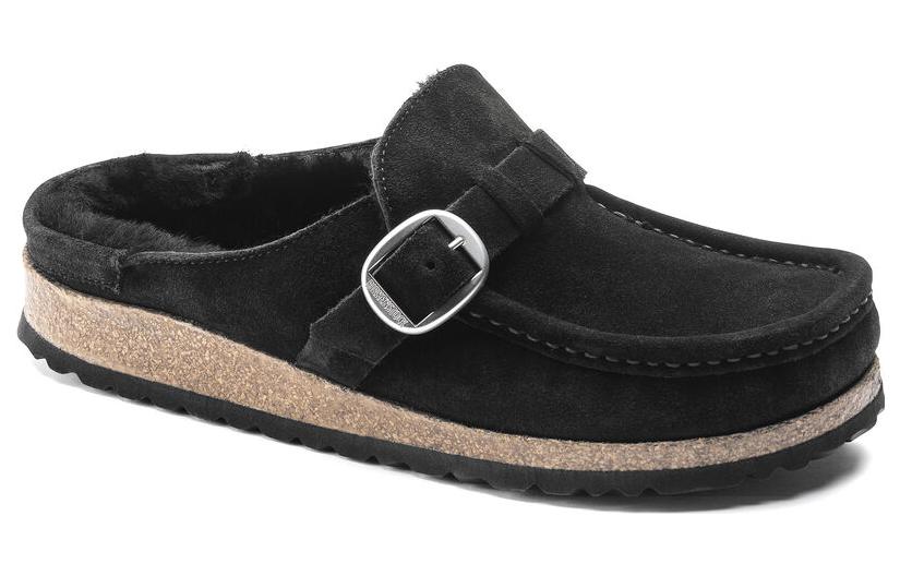 Birkenstock Buckley Shearling Suede Leather Narrow Fit Sandals 'Black' 1018126
