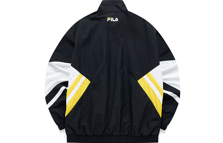 Men's FILA FUSION Contrasting Colors Sports Loose Jacket Black T11M122702F-BK