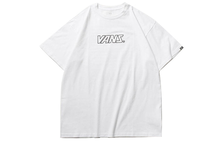 Vans Back Logo Printing Short Sleeve Couple Style White VN0A4MLTWHT