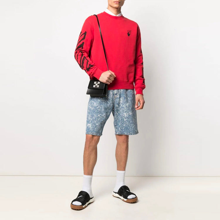 Off-White SS21 Arrows Printing Casual Round Neck Printing Version Red OMBA025S21FLE0042510