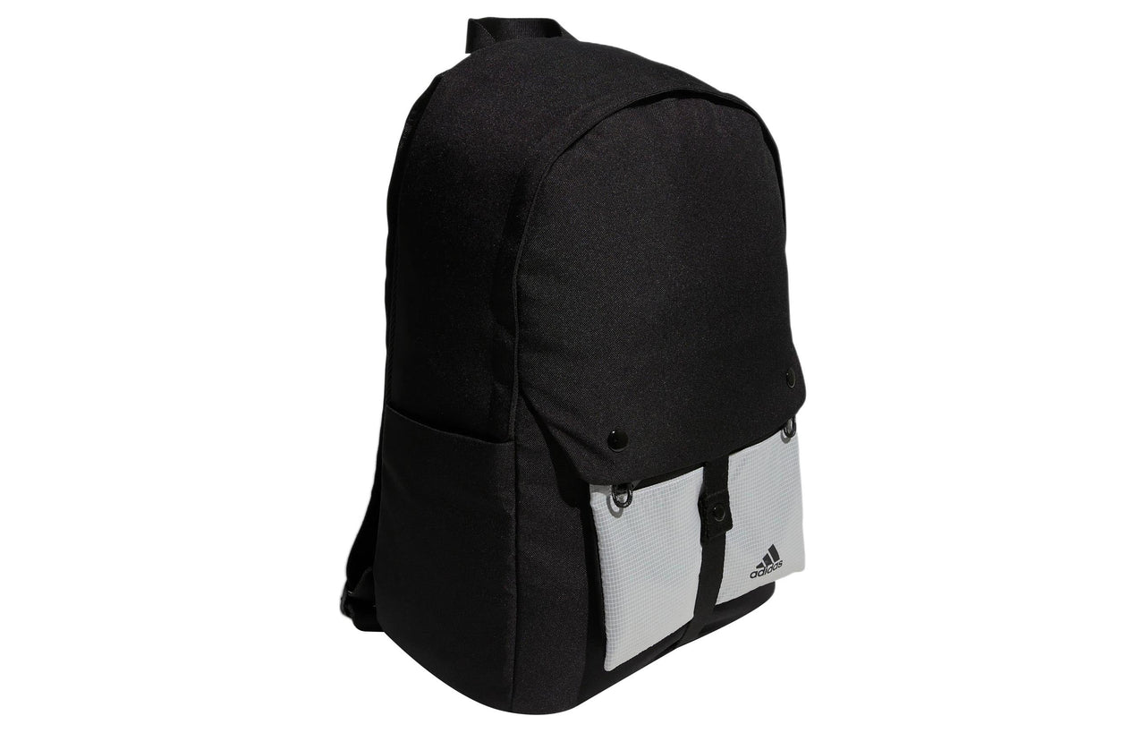 adidas Detachable Pocket Large Capacity Zipper Schoolbag Backpack Pure Black HR8169