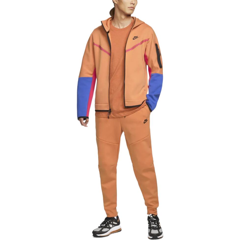 Nike color block tech fleece zipped hooded jacket 'orange' CU4490-808