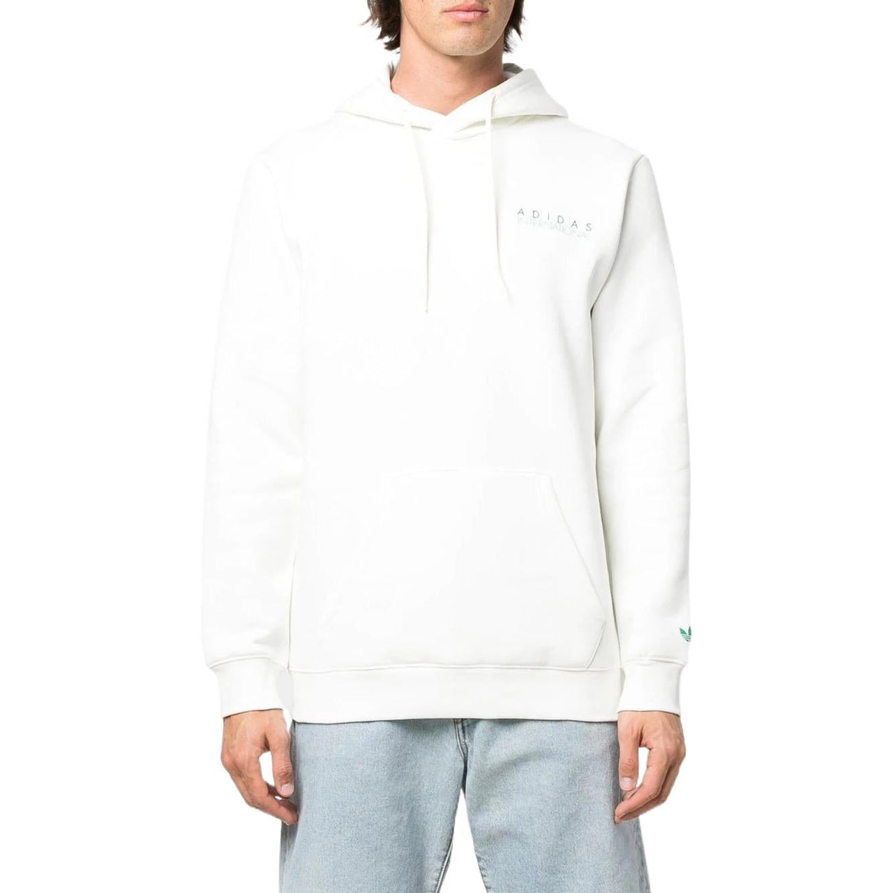 Men's adidas originals Back Logo Alphabet Printing Drawstring Hood Long Sleeves White HF4918