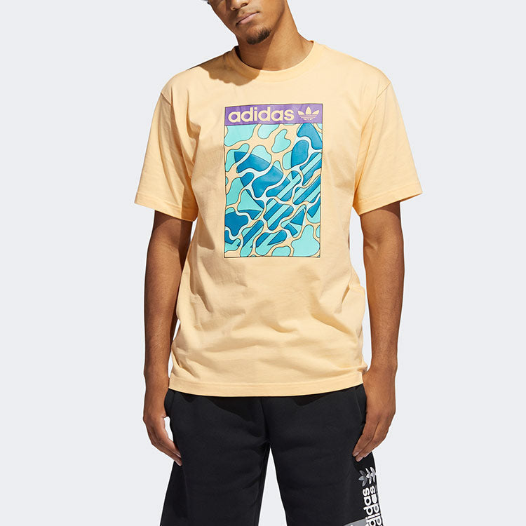adidas originals Summer Tongue L Contrasting Colors Printing Sports Short Sleeve Orange Yellow GN3901