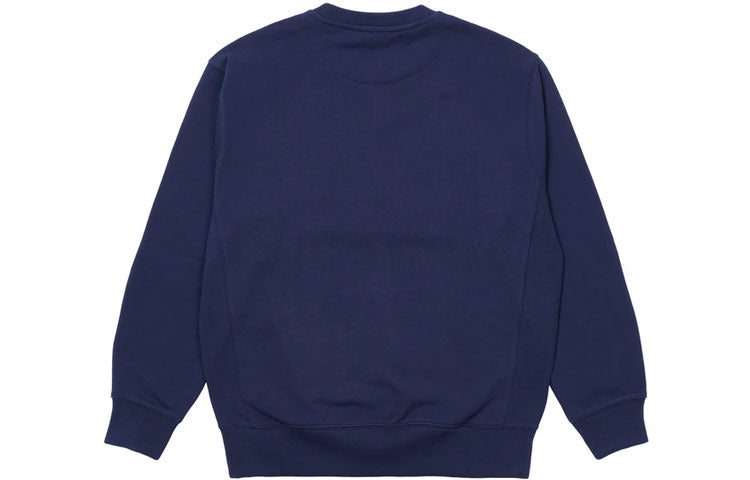 PALACE Healthily Crew Navy Classic Large Logo Round Neck Long Sleeves Blue P20CS147