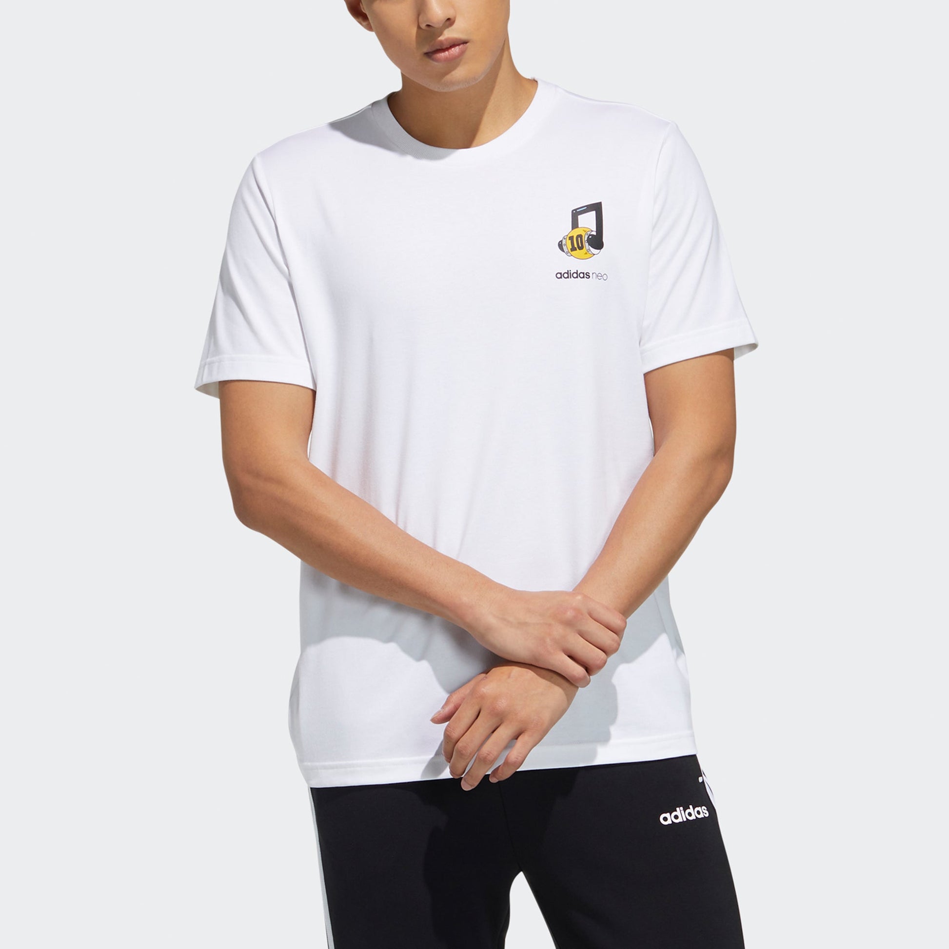 adidas neo M Freye Tee 2 Printing Round Neck Sports Short Sleeve White GP5643