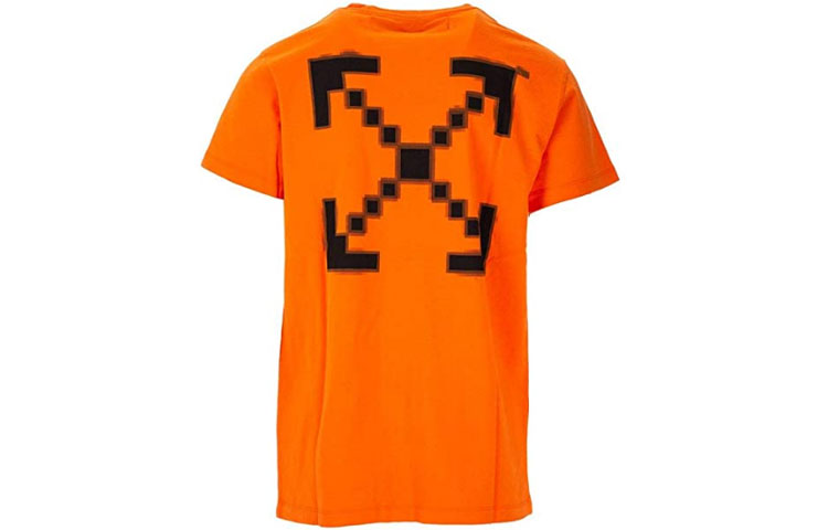 Off-White Cotton Arrow Pattern Printing Round Neck Short Sleeve Orange OMAA027F191850071910