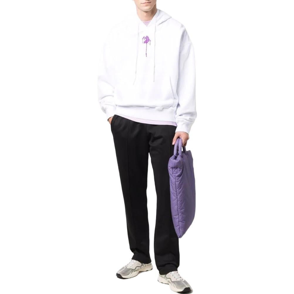 Men's Off-White SS22 Pattern Printing Hooded Long Sleeves Pullover Version White OMBB037F21FLE0130137
