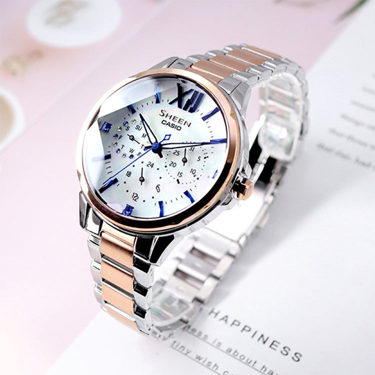 CASIO SHEENSeries es Silver/Golden White Analog SHE-3056SPG-7A