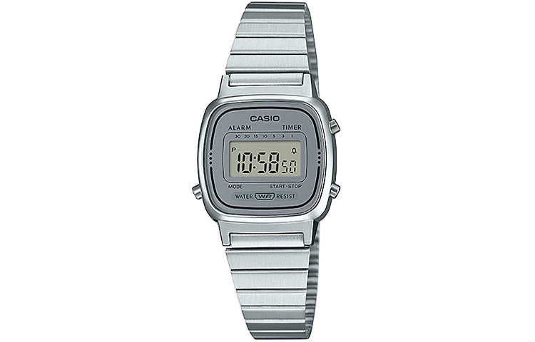 CASIO STANDARD Vintage Dial Steel Link Band Quartz Waterproof Silver Digital LA670WA-7D