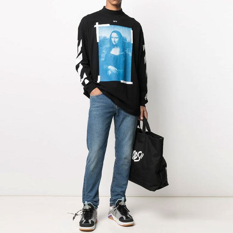 Men's Off-White SS21 Mona Lisa Pattern Pullover Black OMAB032R21JER0011001