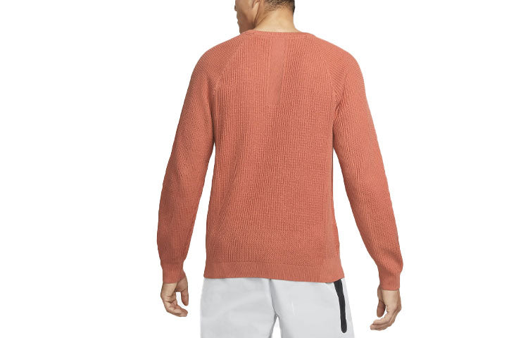 Men's Nike Round Neck Long Sleeves Casual Sports Pullover Knitwear Madder Root Brown DN3618-827