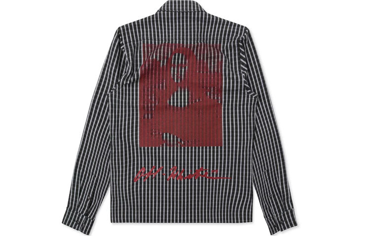 Off-White Back MONALISA Mens Logo Stripe Shirts OMGA060S19D200051020