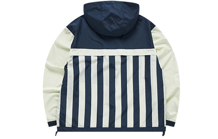 Men's FILA FUSION Stripe Contrasting Colors Loose hooded Jacket Gray T11M132701F-DY