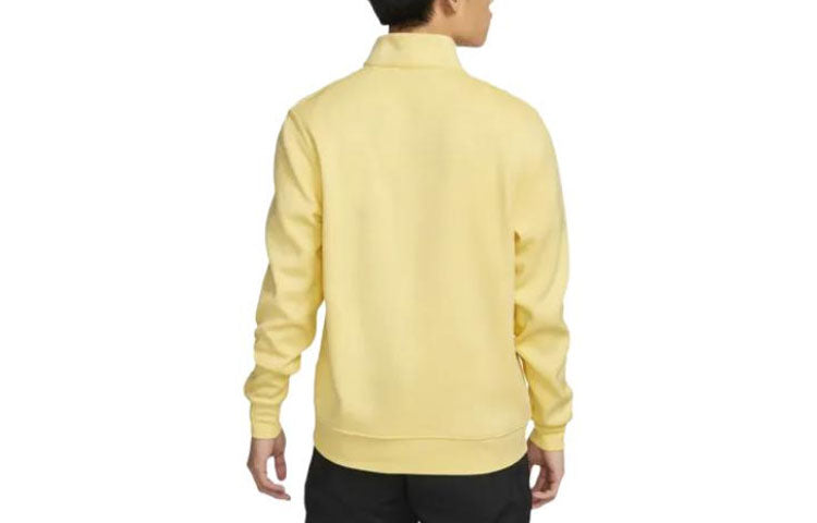 Men's Nike Solid Color Half Zipper Stand Collar Long Sleeves Yellow DH0987-753