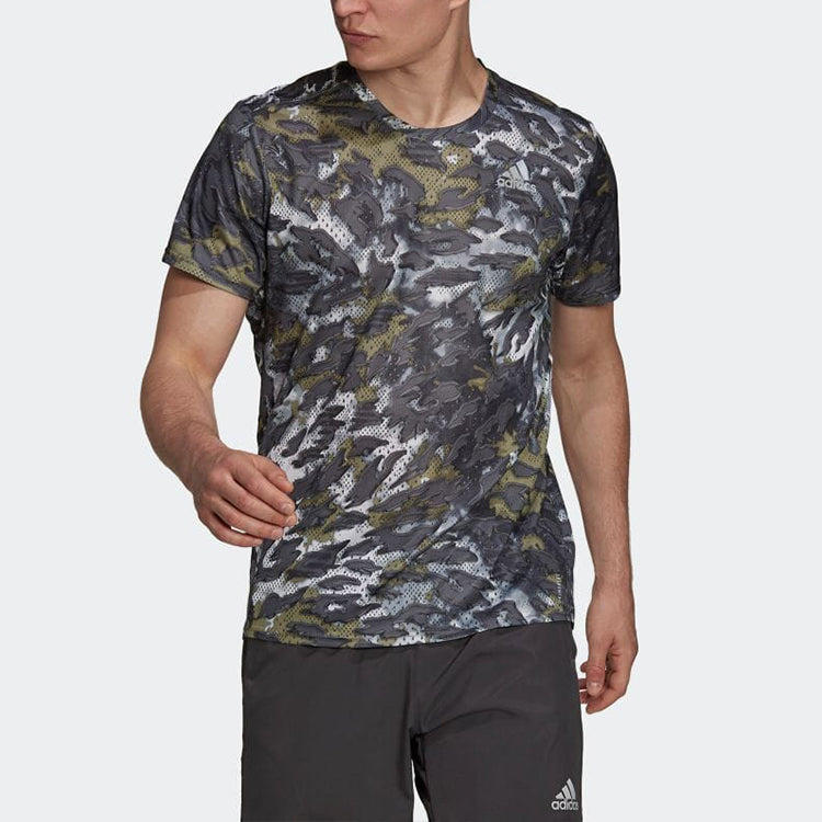 adidas Fast Graphic Primeblue Running Tee 'Grey Six Focus Olive' H32185