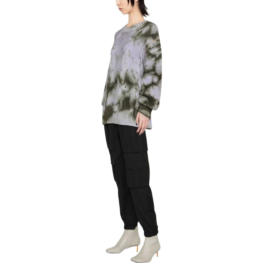 (WMNS) Off-White Tie-Dye Print Cable Knit Sweater 'Grey Green' OWHE061F22KNI0015636