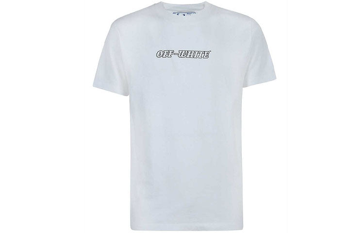 Off-White SS21 Logo Printing Round Neck Pullover Short Sleeve Slim Fit Version White OMAA027R21JER011