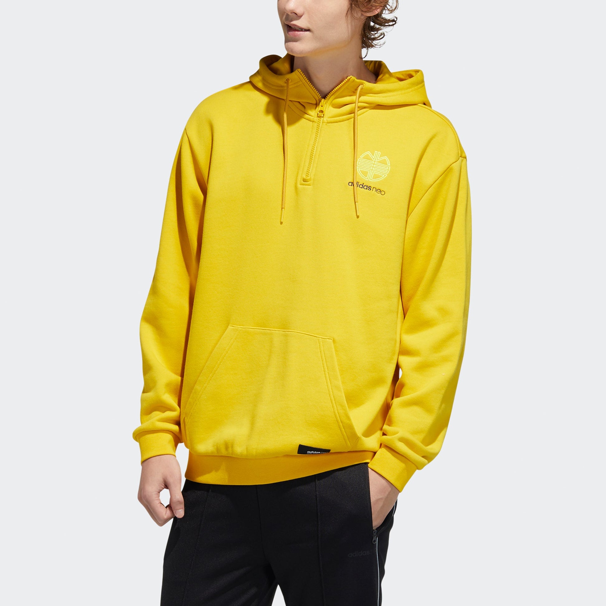 Men's adidas neo Ss Jan Hdy 2 Logo Printing Half Zipper Sports Pullover Yellow H52969