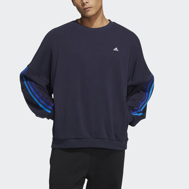 Men's adidas City Swt Top Sports Round Neck Pullover Ink Blue HC9961