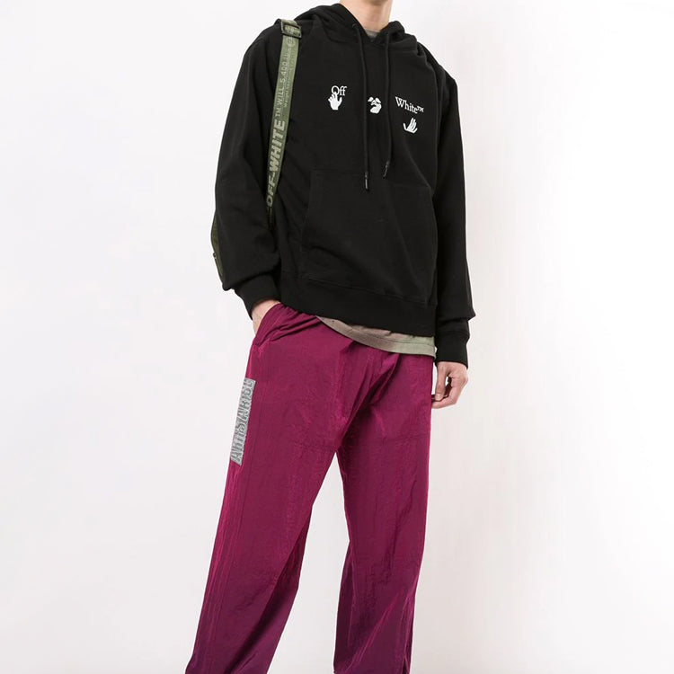 Off-White Logo Printing Hooded Pullover Men Black OMBB034F20FLE0021001