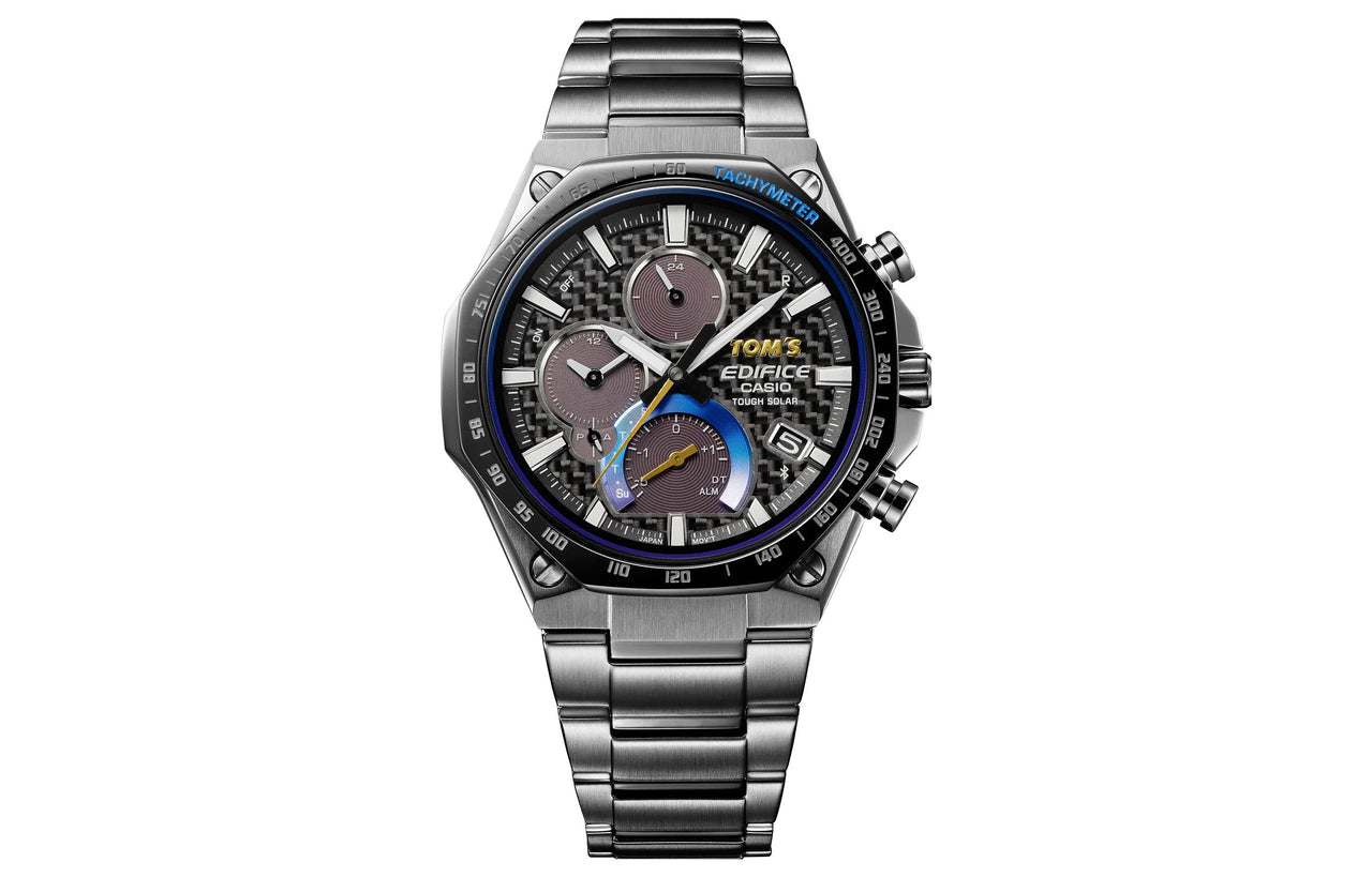 Men's CASIO EDIFICE Series quartz Automatic Calendar Stainless Steel Strap Mens Black Analog EQB-1100TMS-1AJR
