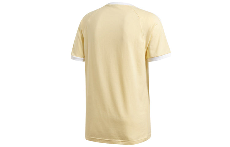 adidas originals 3-Stripes Tee Casual Round Neck Loose Logo Stripe Short Sleeve Yellow FM3777