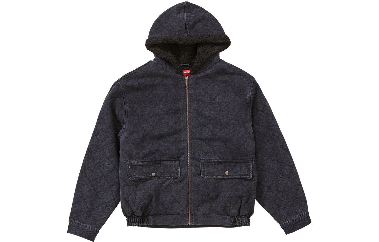 Supreme FW18 Quilted Denim Pilot Jacket Washed Black SUP-FW18-978