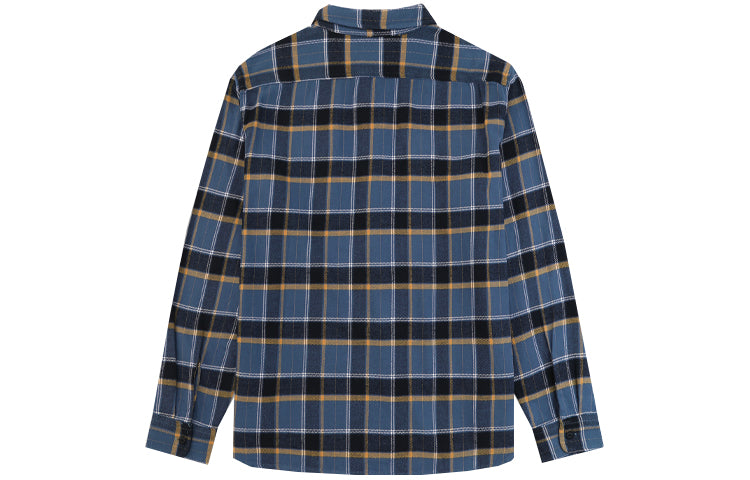 Men's Levis Casual lapel Plaid Long Sleeves Shirt Yellow Blue Plaid 19587-0135