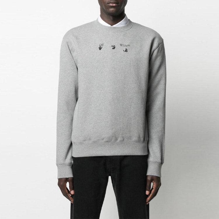 Off-White SS21 Logo Alphabet Printing Round Neck Loose Long Sleeves Version Gray OMBA025S21FLE0050845