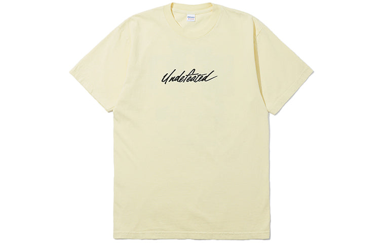 Men's UNDEFEATED Alphabet Printing Round Neck Short Sleeve Yellow 80094-YELLOW
